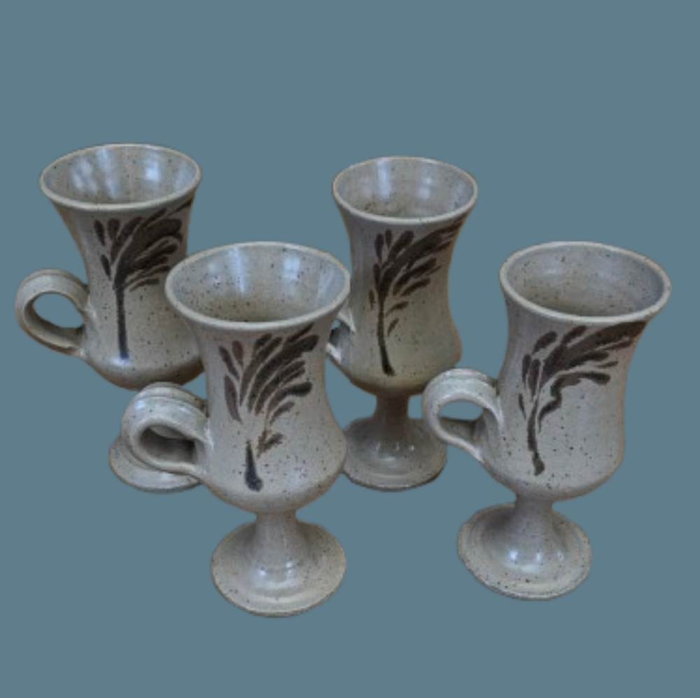 * Vintage Studio Set Of 4 Hand-thrown Studio Pottery Goblets